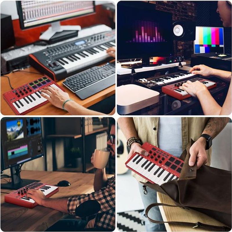 M-vave SMK-25 bluetooth midi-keyboard red