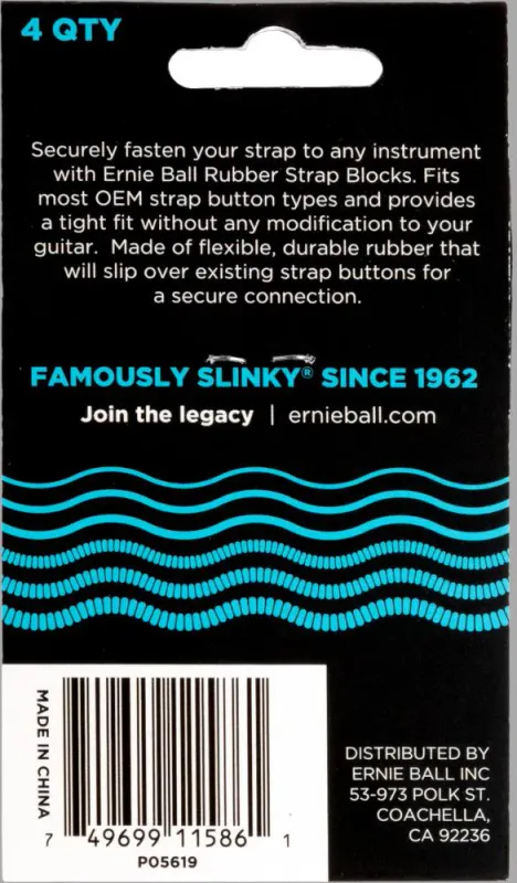 Ernie Ball 5619 Strap Blocks, Blue, 4 pc