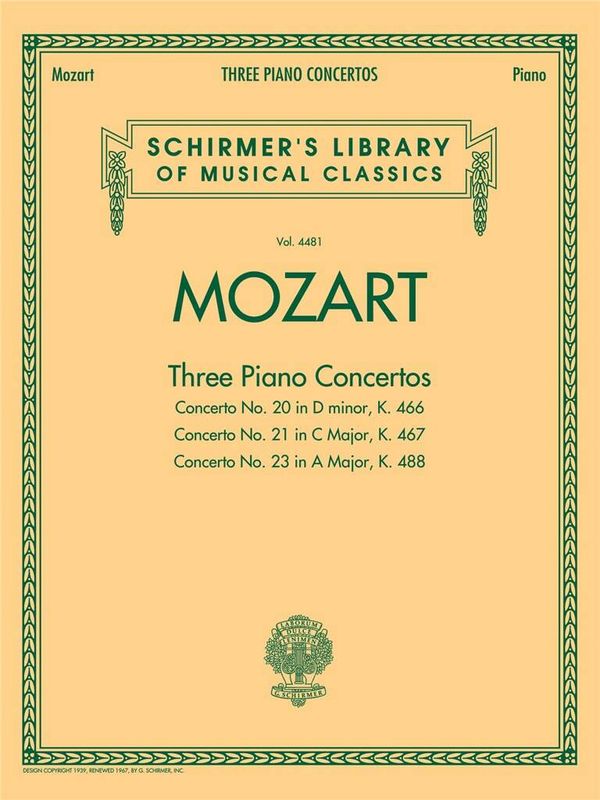 Wolfgang Amadeus Mozart - 3 Piano Concertos KV 466 - 467 - 488 