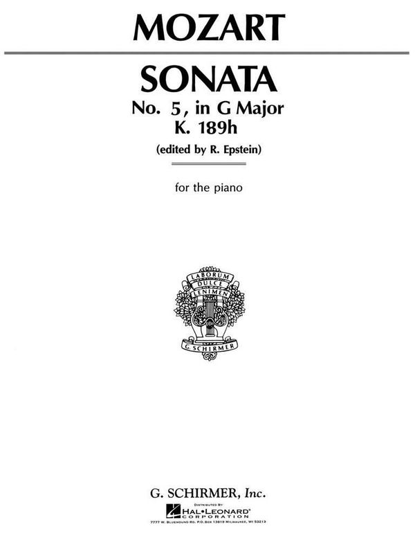 Wolfgang Amadeus Mozart - Sonata No. 5 in G Major K189H/283