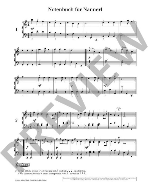 Wolfgang Amadeus Mozart - Notenbuch Fur Nannerl