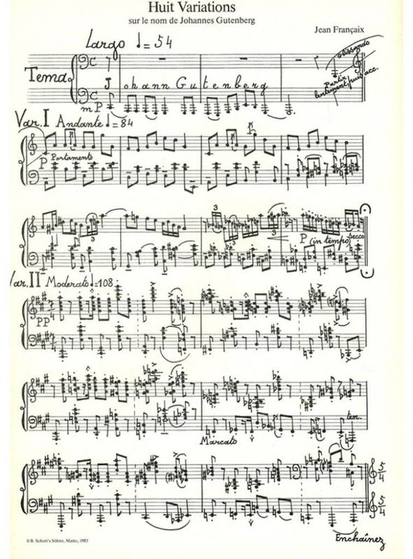 Jean Françaix - Variations (8) Sur Le Nom De J. Gutenberg