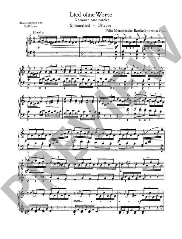 Felix Mendelssohn Bartholdy - Lieder Ohne Worte 9 E Opus 30/3 &
