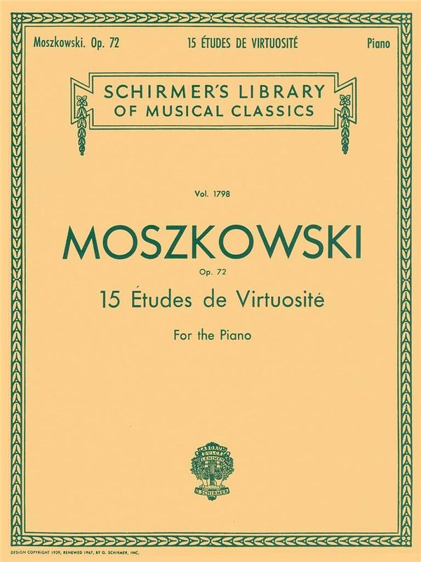 Moritz Moszkowski - 15 Etudes De Virtuosite, Op. 72