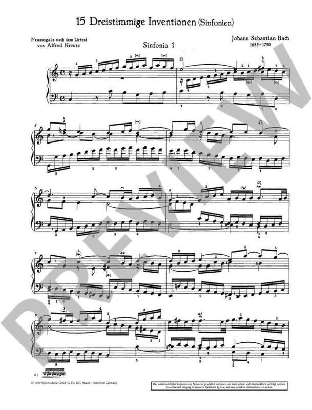 Johann Sebastian Bach - 15 dreistimmige Inventionen BWV 787-801