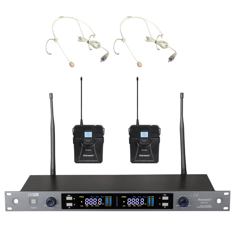 Karsect JRU810-PT51C-HT3A trådløs 2 x tynde headset-mikrofon-sæt  