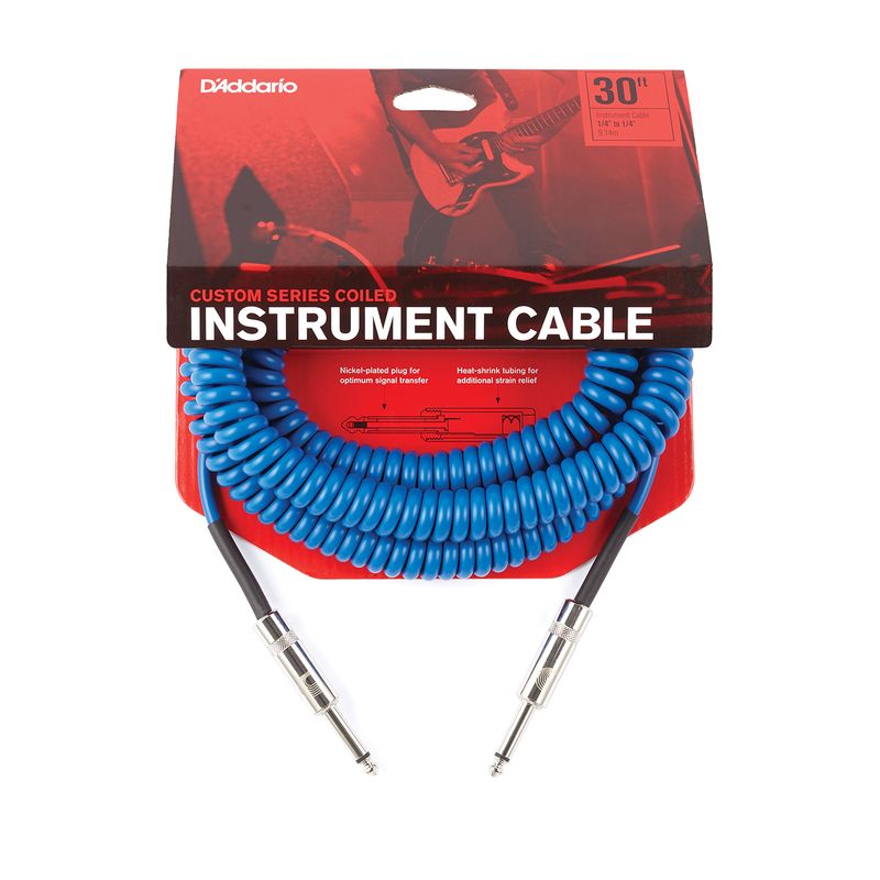 D'Addario PW-CDG-30BU Instrumentkabel Custom Coiled 9m Blue