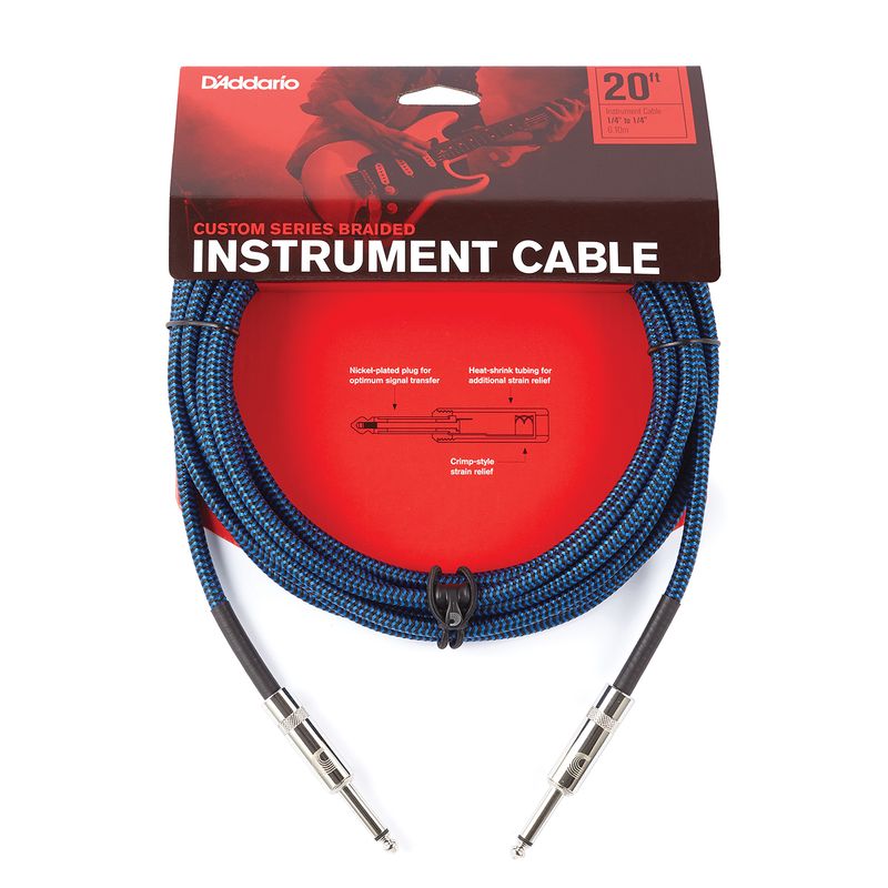 D'Addario PW-BG-20BU Instrumentkabel Custom Braided 6m Blue
