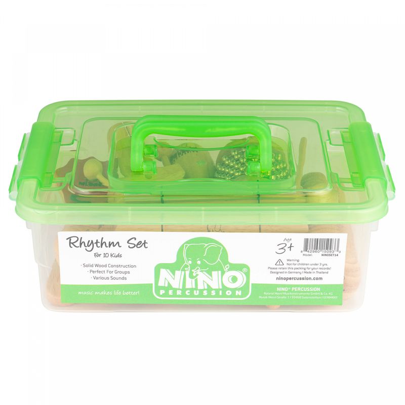 Nino NINOSET14 Wooden Rhythm Set, 10 pcs w/Storage box