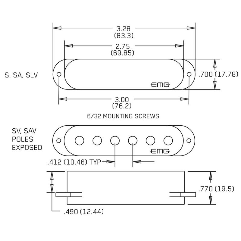 Emg SV-SET-BK Pickup set Single aktiv Black