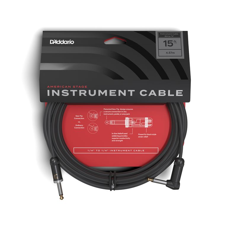 D'Addario PW-AMSGRA-15 Instrumentkabel American Stage 1R/1V 4,5 m.