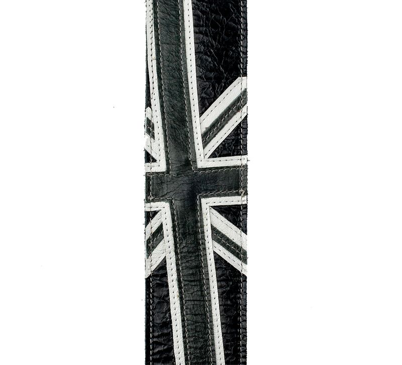 D'Addario 25PRL04 Läderband 64 mm Läder-Union Jack BW