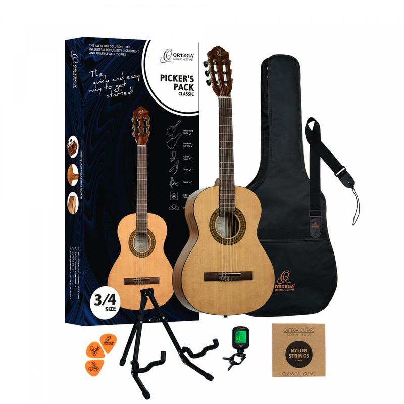 Ortega RPPC34 Klassisk gitar 3/4, Pickers Pack