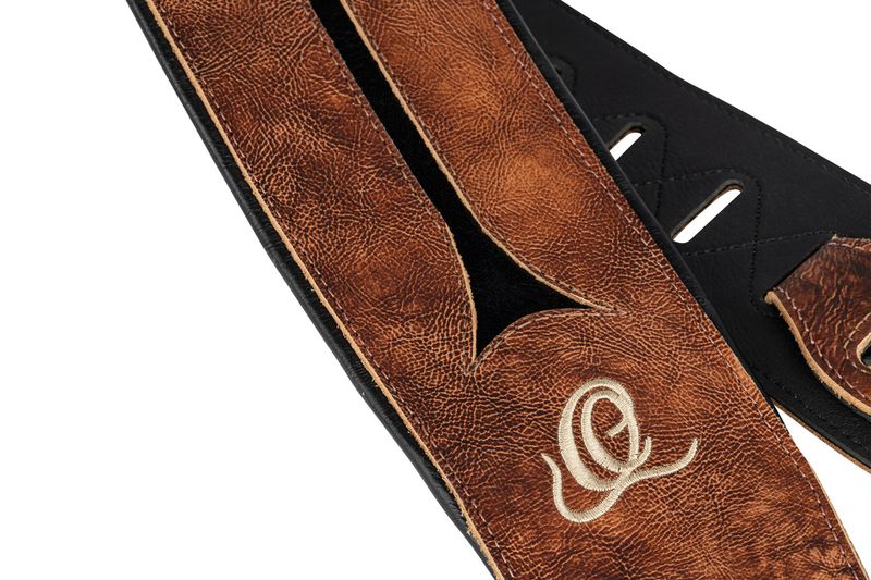Ortega OSBS-1 Bass Leather strap, 90mm 3-layer - Chestnut Tree
