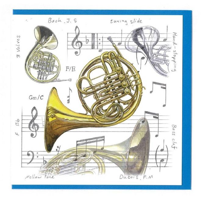 Hovedbilde Notelets Pack Of Five - French Horn Design