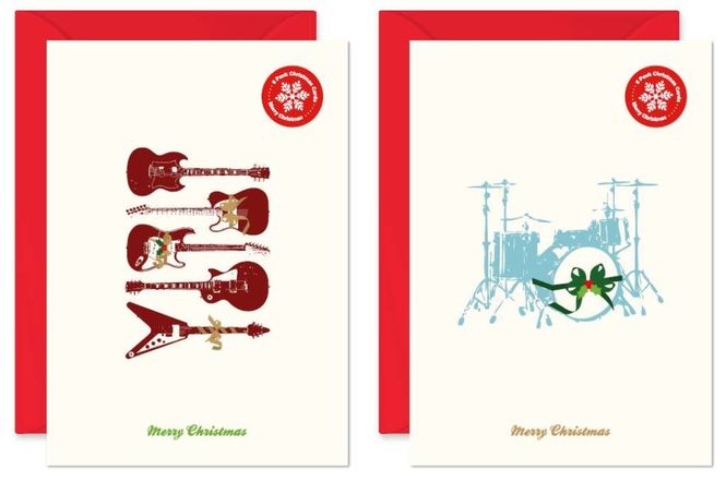 Hovedbilde Christmas Card Pack Of 6 Eletric Guitars And Drums