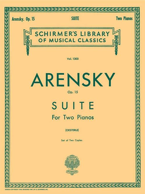 Hovedbilde Anton Stepanovich Arensky - Suite No.1 Op.15 for 2 Piano's (set of 2 copies)