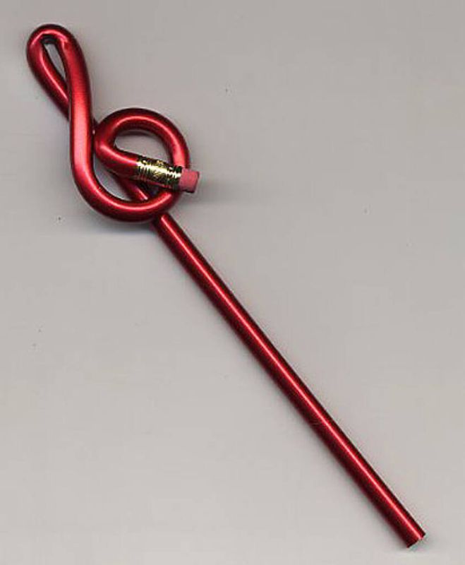 Bentcil Treble Clef Red Single Pencil