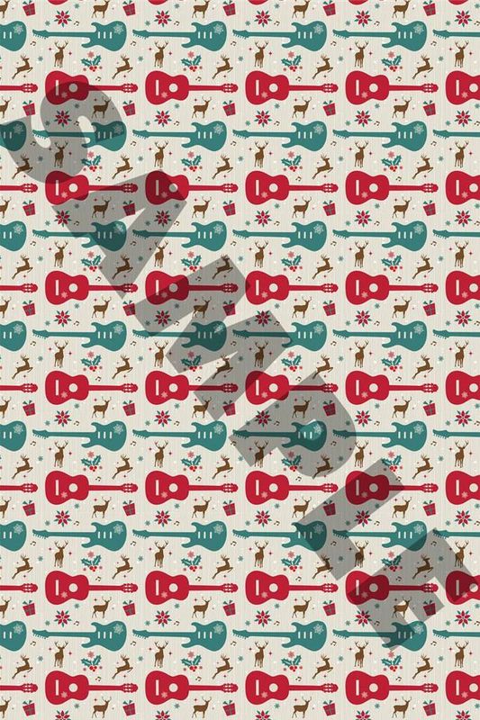 Wrapping Paper - Guitars & Reindeer Theme