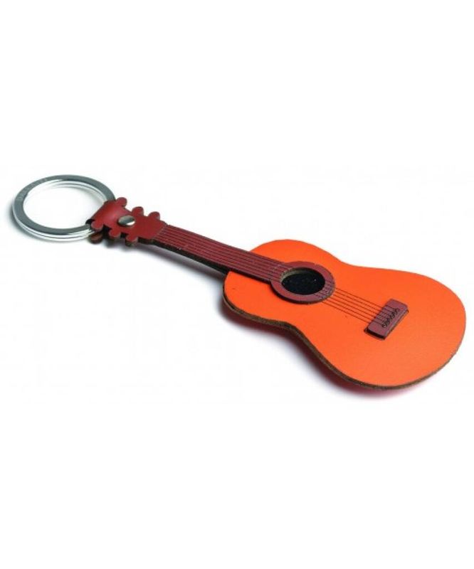 Acoustic Guitar Leather Keyring