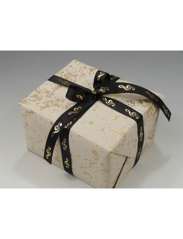 Ribbon g-clef black / gold 16 mm* 10 meters