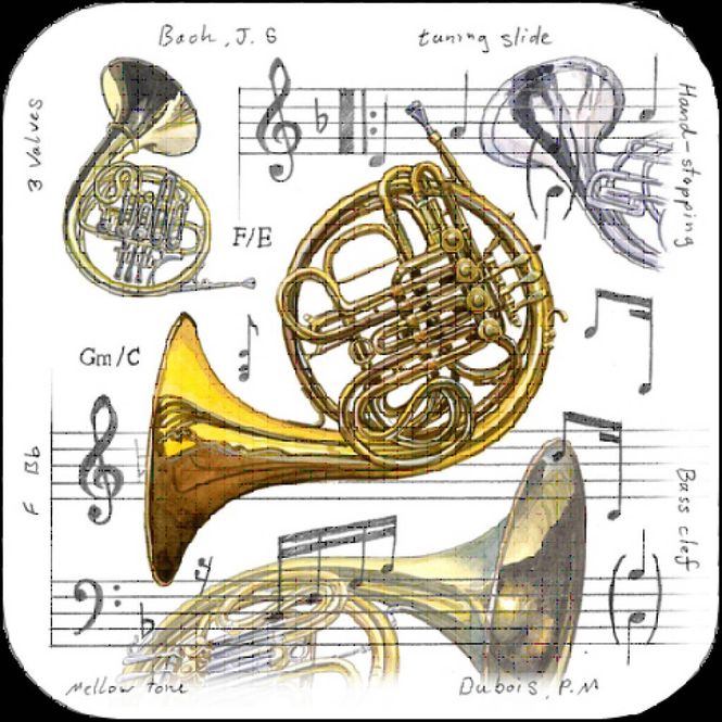 Hovedbilde French Horn Coasters - Pack Of 4