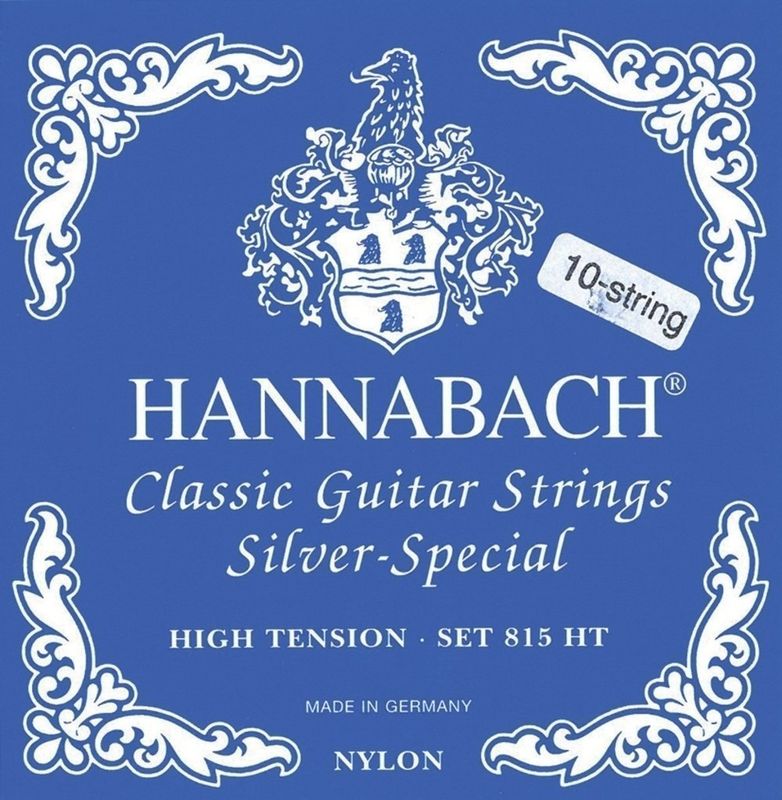 Hannabach Strings for classic guitar Serie 815 Hig Tension for 8/10 string guitar Silver special D/7