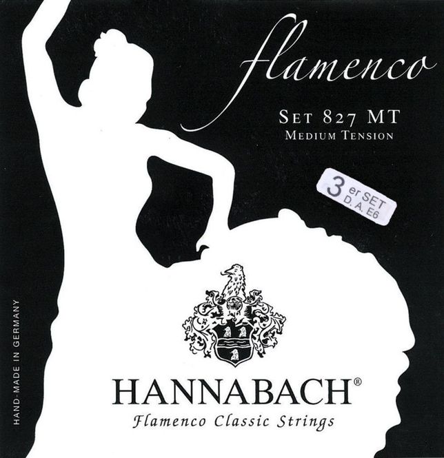 Hovedbilde Hannabach Strings for classic guitar Serie 827 Medium Tension Flamenco Set of 3 Bass