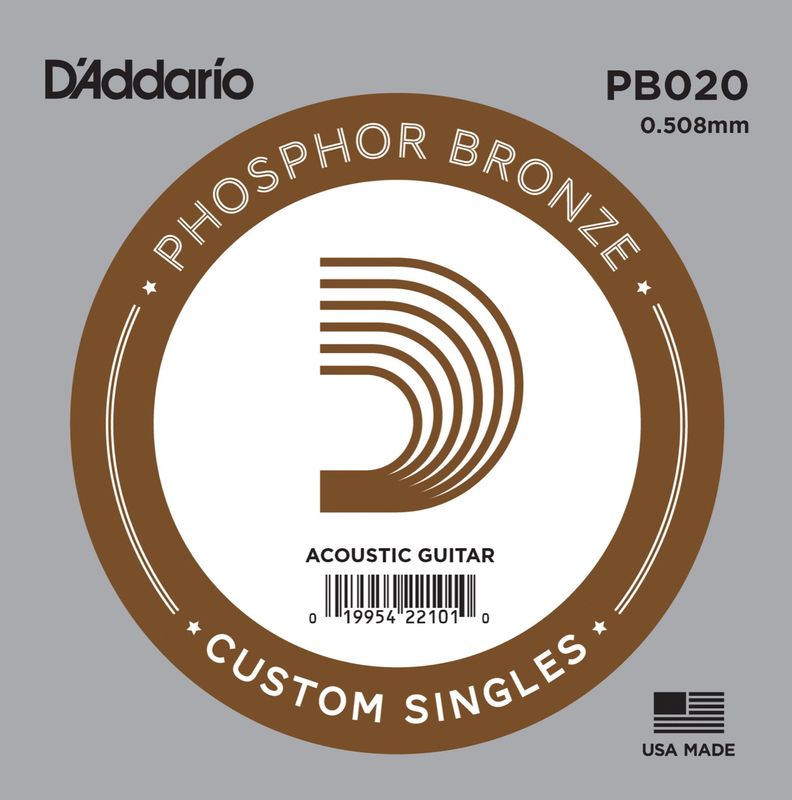 D'Addario PB020 Gitarsträng Phosphor Bronze Wound 020