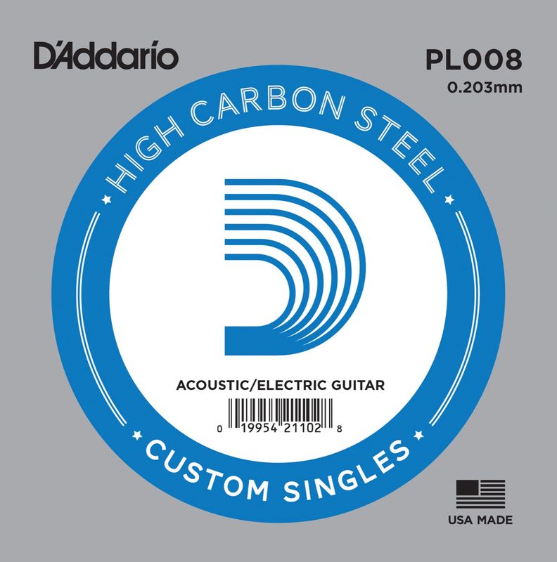 D'Addario PL008 Gitarsträng Electric/Acoustic Plain Steel 008