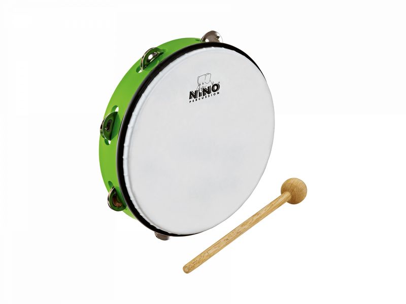 Nino NINO24GG Tamburin m. skinn ABS 10'', Grass Green