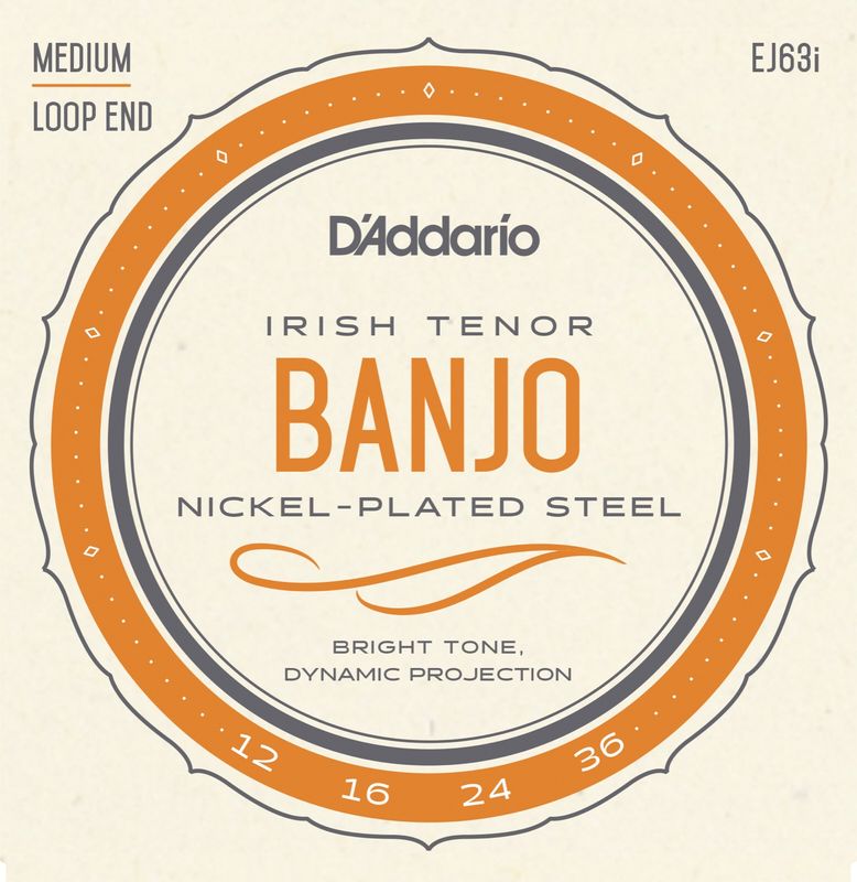 D'Addario EJ63I Strängset Irish Tenor Banjo Nickel 012-036