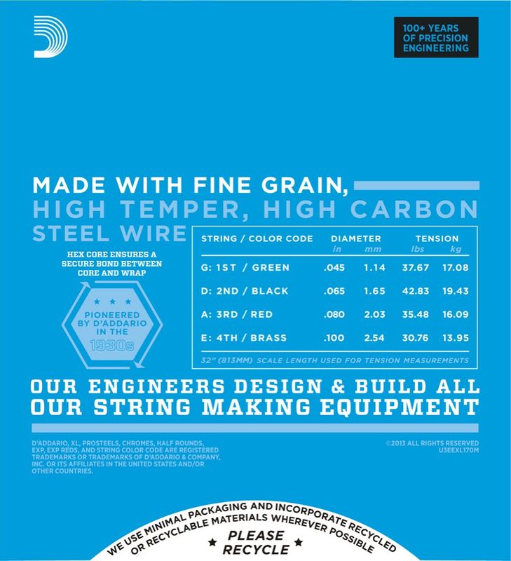 D'Addario EXL170M Strängset Elbas Nickel Wound 045 - 100 (Medium Scale) Light