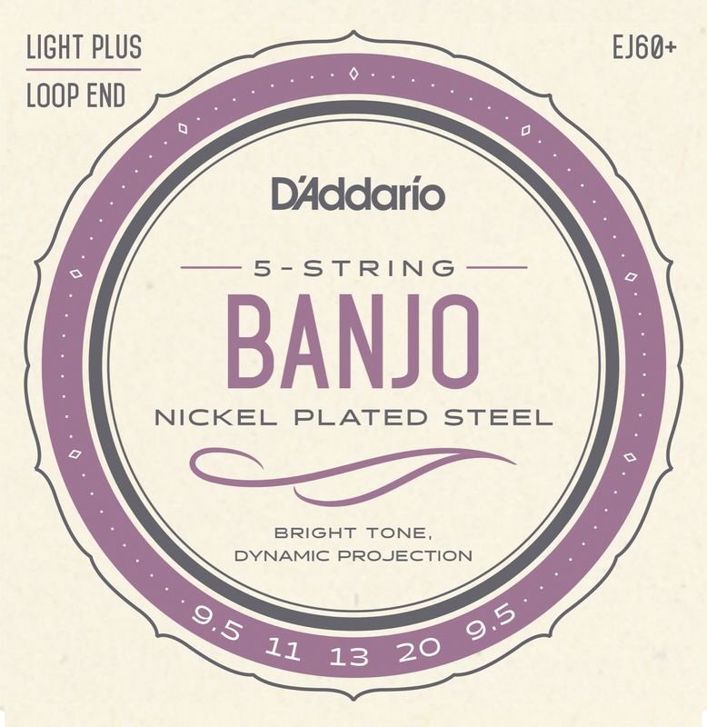 D'Addario EJ60+ Strängset 5-str. Banjo Nickel 0095-020 Light Plus
