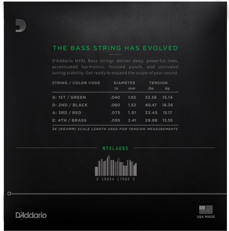 D'Addario NYXL4095 Strängset Elbas NYXL Nickel Wound 040-095 Super Light