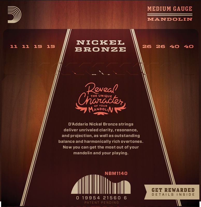 D'Addario NBM1140 Strängset Mandolin Nickel Bronze 011-040 Medium