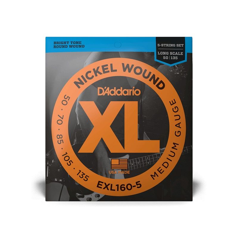 D'Addario EXL160-5 Strängset Elbas Nickel Wound 050 - 135 Medium 5-str.