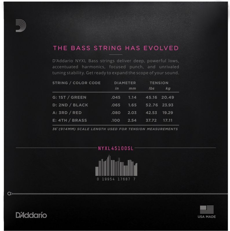 D'Addario NYXL45100SL Strängset Elbas NYXL Nickel Wound 045-100 Super Long