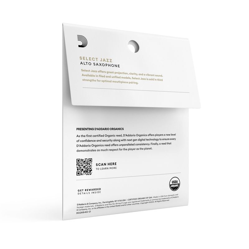 D'Addario ORSF03ASX3S Org. Select Jazz Filed Alt-sax 3-p. 3S