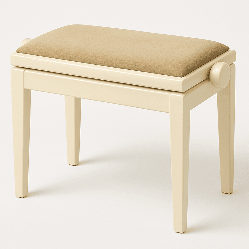 Hidrau BG1 Regulerbar Pianokrakk Elfenben Blank med Beige sete i Velur