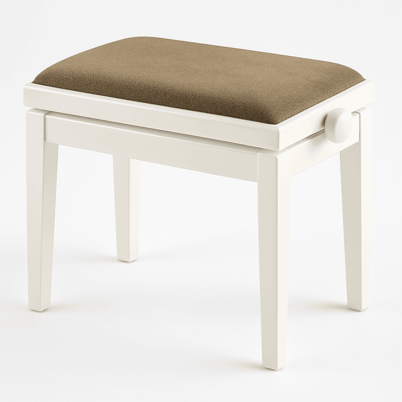 Hidrau BG1 Regulerbar Pianokrakk Hvit Blank med Sand sete i Velur