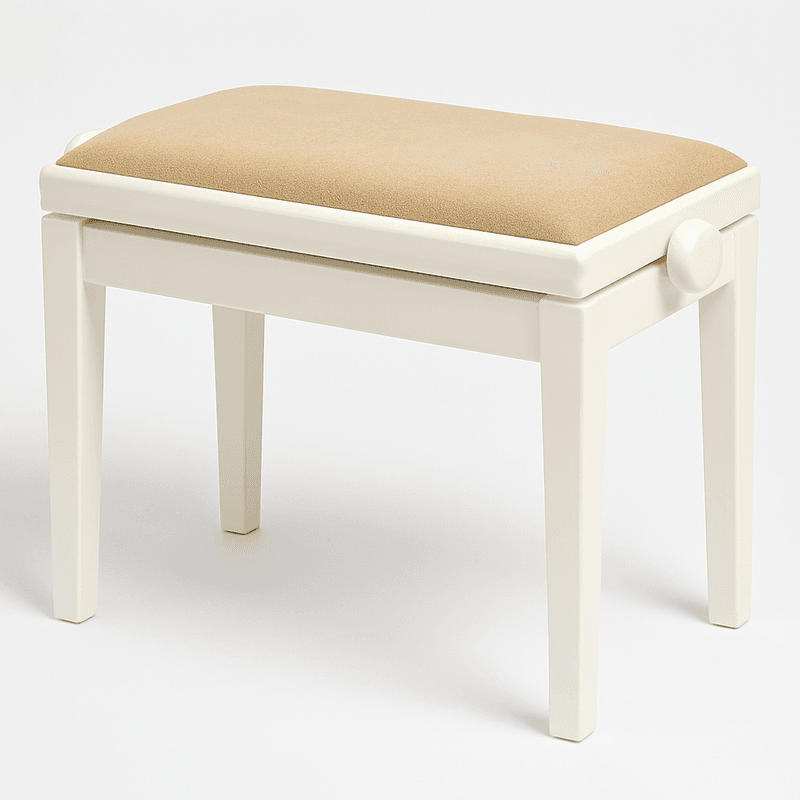 Hidrau BG1 Regulerbar Pianokrakk Hvit Blank med Beige sete i Velur