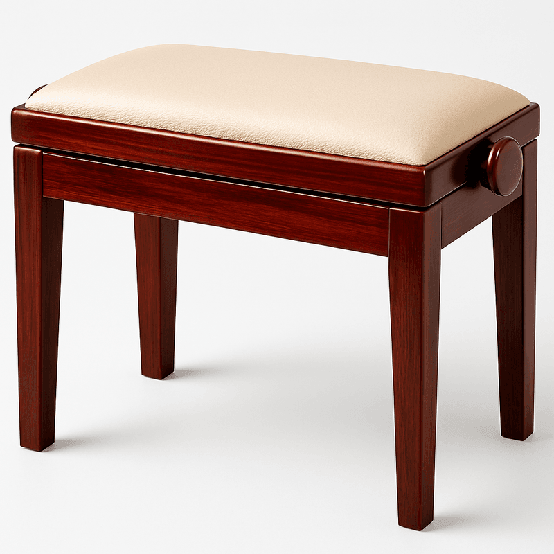 Hidrau BG1 Regulerbar Pianokrakk Mahogni 3 Blank med Beige sete i Ekte Skinn
