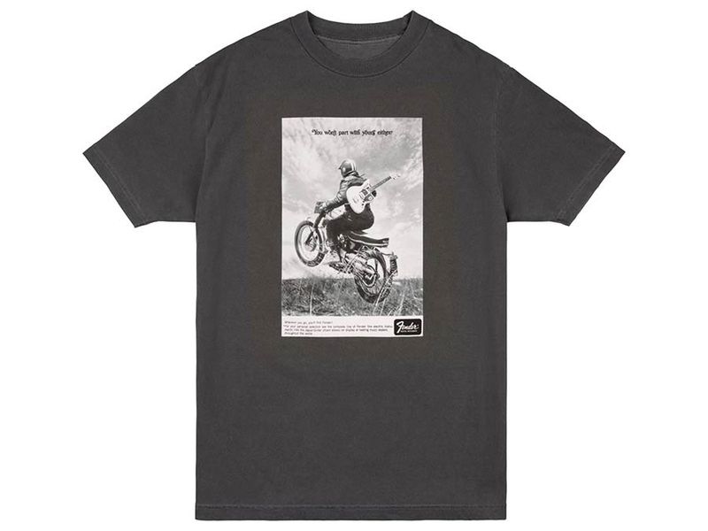 Fender vintage ad biker tee, graphite, XXL
