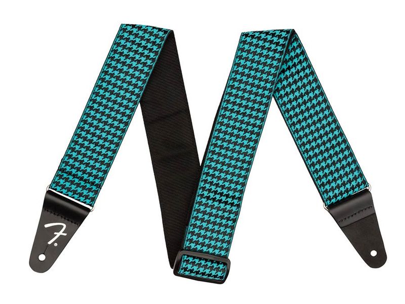 Fender  guitar strap, houndstooth, teal