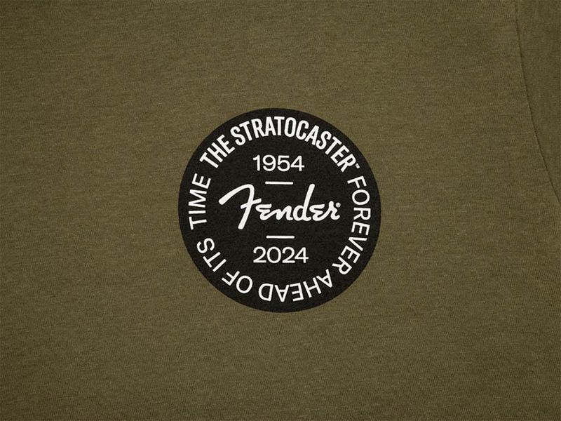 Fender Stratocaster 70th Anniversary badge tee, olive, M