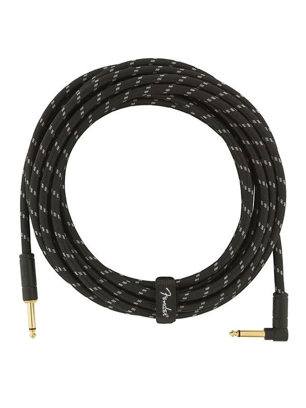 Fender Deluxe Series Inst.cable, 18,6ft, 1x angled, black twe