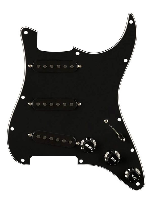 Fender Pre-wired Strat Pickguard Pure Vintage '65 SSS w/RWRP midde, 11 screw holes, black