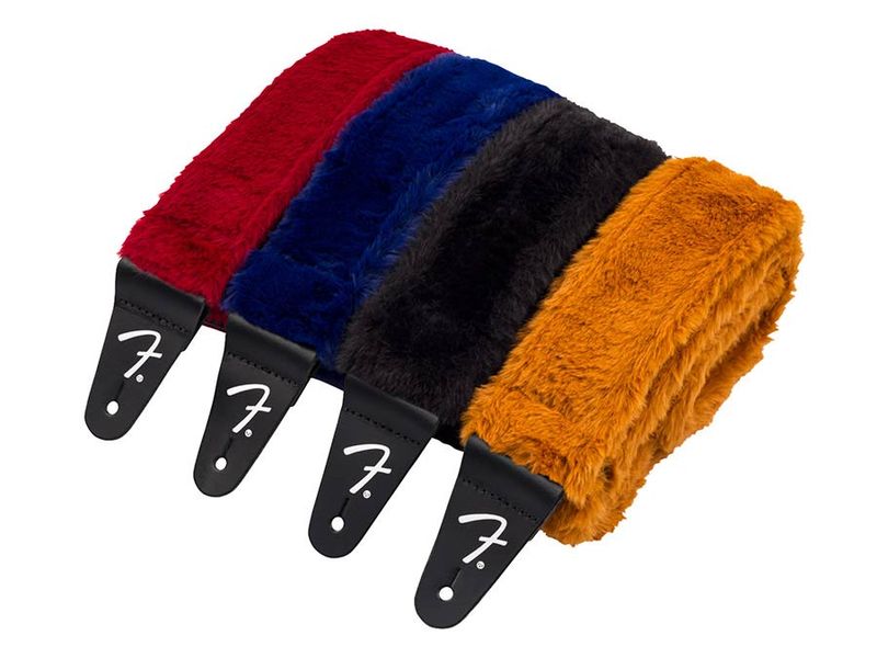 Fender Poodle plush guitar strap, red