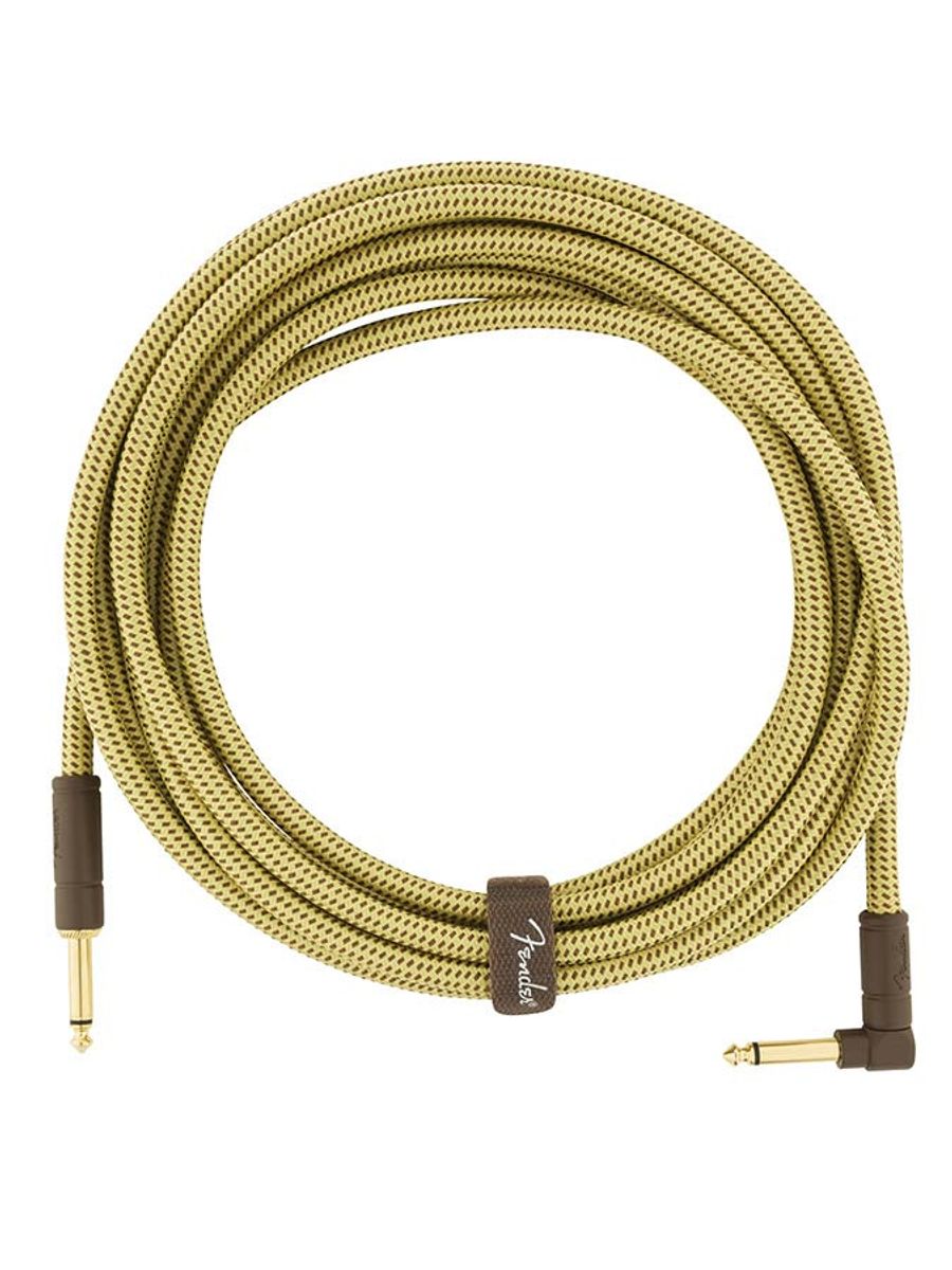 Fender Deluxe Series Inst.cable, 18.6ft, 1x angled, tweed